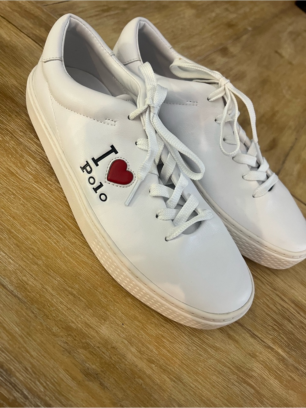Polo by Ralph Lauren White Sneakers with Red Tongue Tab